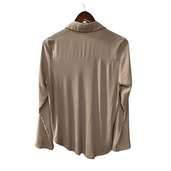 Pleione Tan Button Down Blouse Size M Women - Picture 2 of 8
